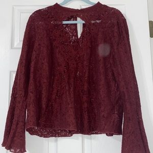 Burgundy see through top